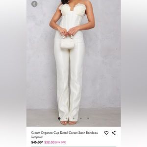 Pretty little thing cream jumpsuit. Size:4. Material silky